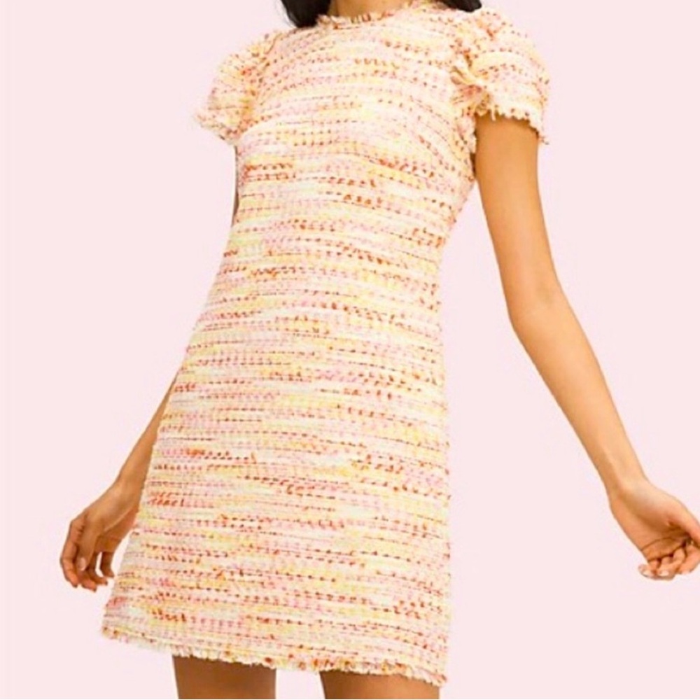 Kate Spade NWT Tweed Mini Dress - Pink Orange Yellow White Multi